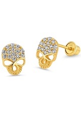 extraordinary tiny skull cz stud earrings for toddler        